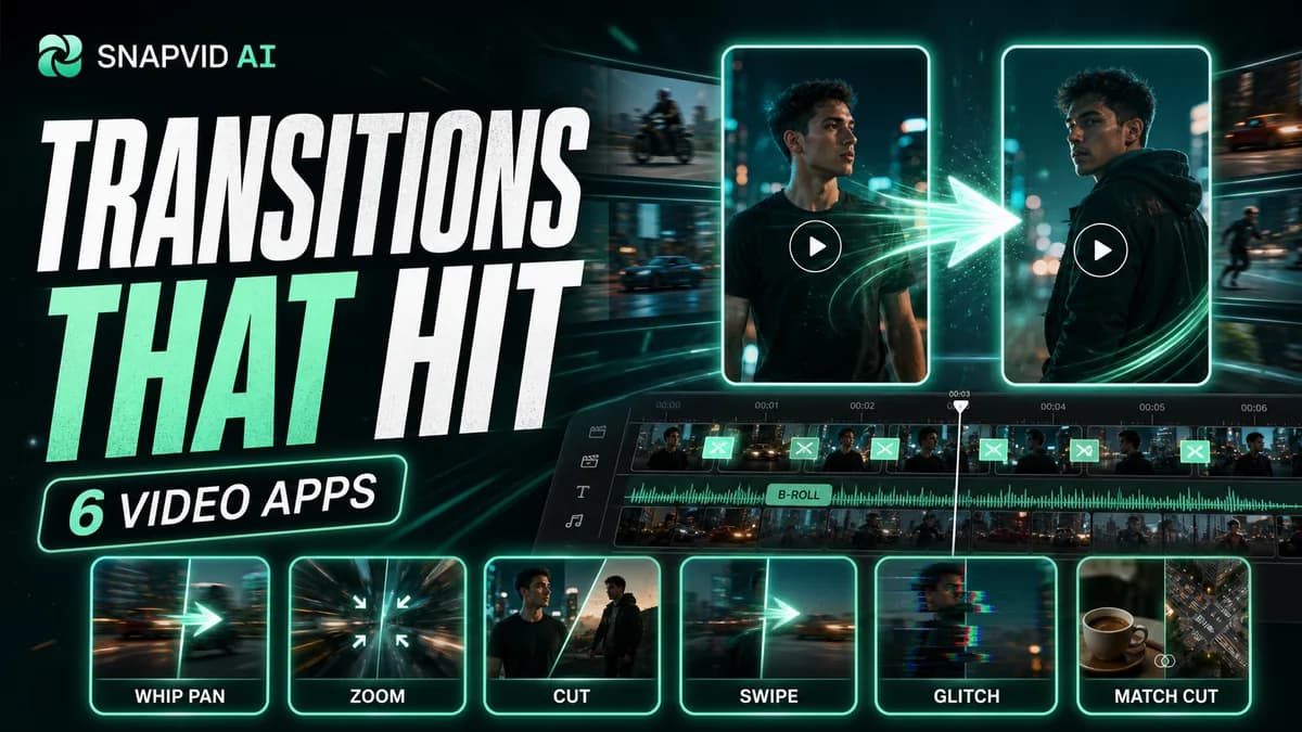 Visuel SNAPVID illustrant les six meilleures applications de transitions vidéo