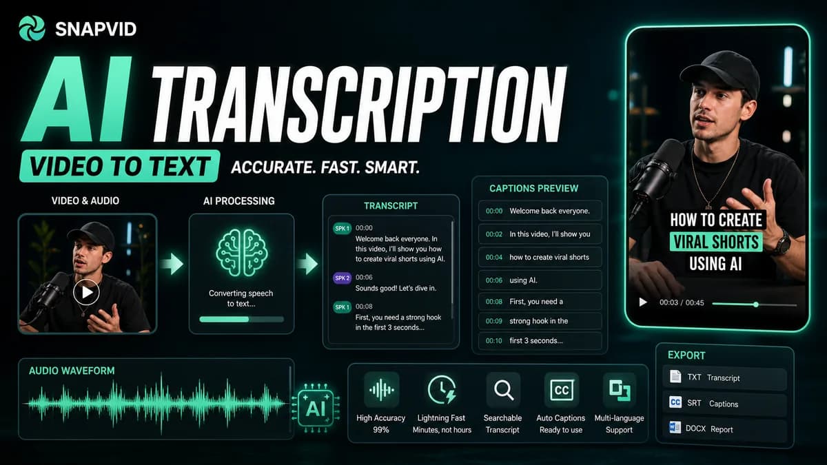 Visuel SNAPVID illustrant dix logiciels de transcription IA