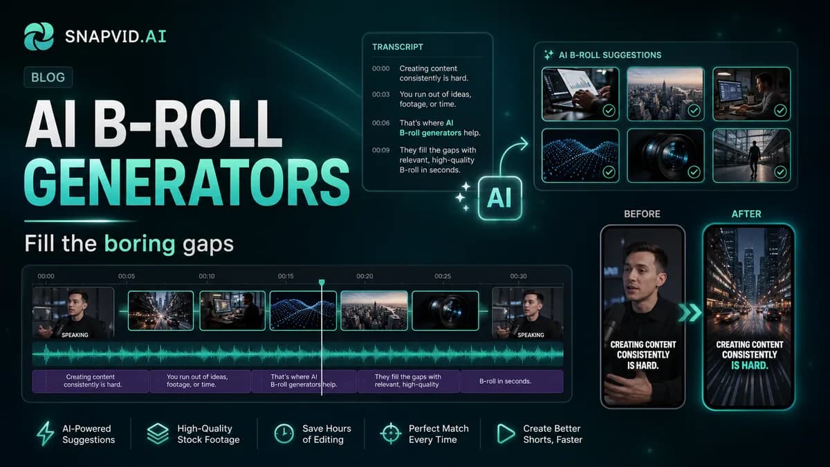 Visuel SNAPVID illustrant des générateurs de b-roll par IA