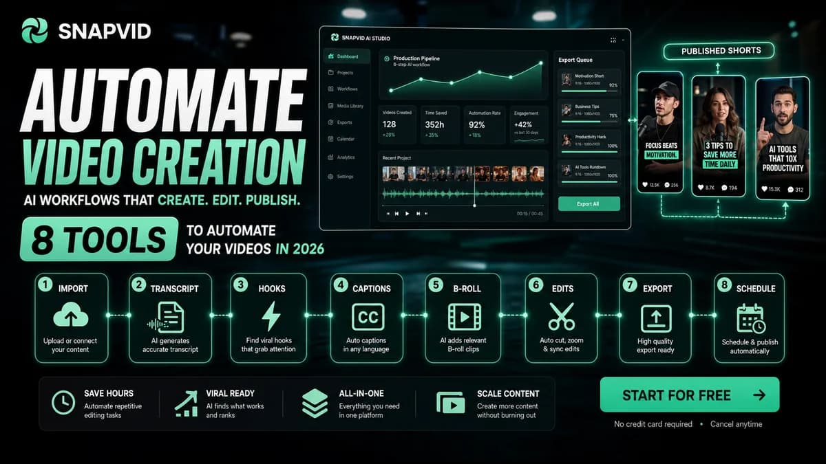 SNAPVID visual for 8 Best Software to Automate your Videos in 2025