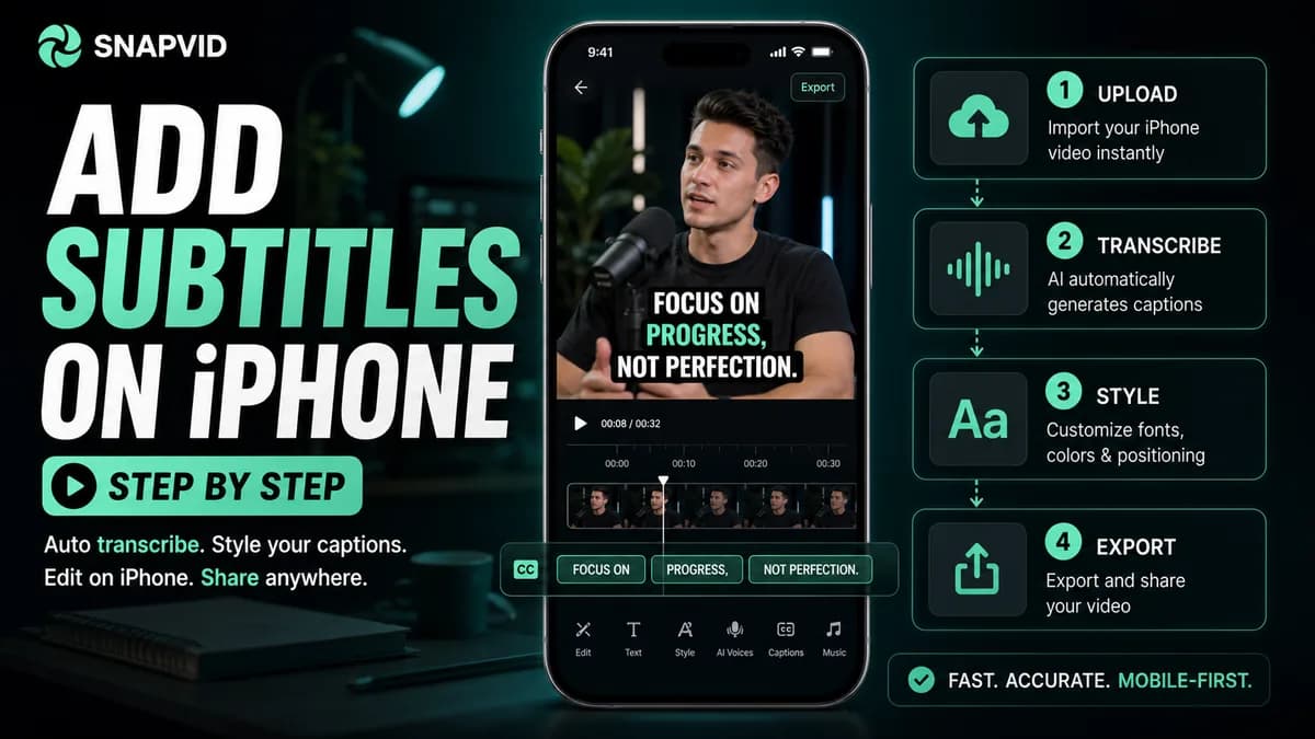 Visuel SNAPVID pour le guide étape par étape sur l’ajout de sous-titres aux vidéos iPhone
