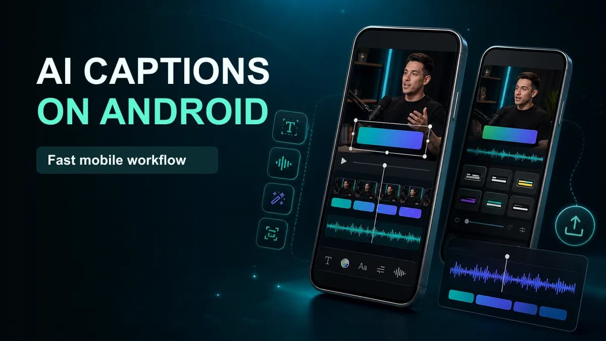 Visuel SNAPVID illustrant une application de sous-titres IA pour Android