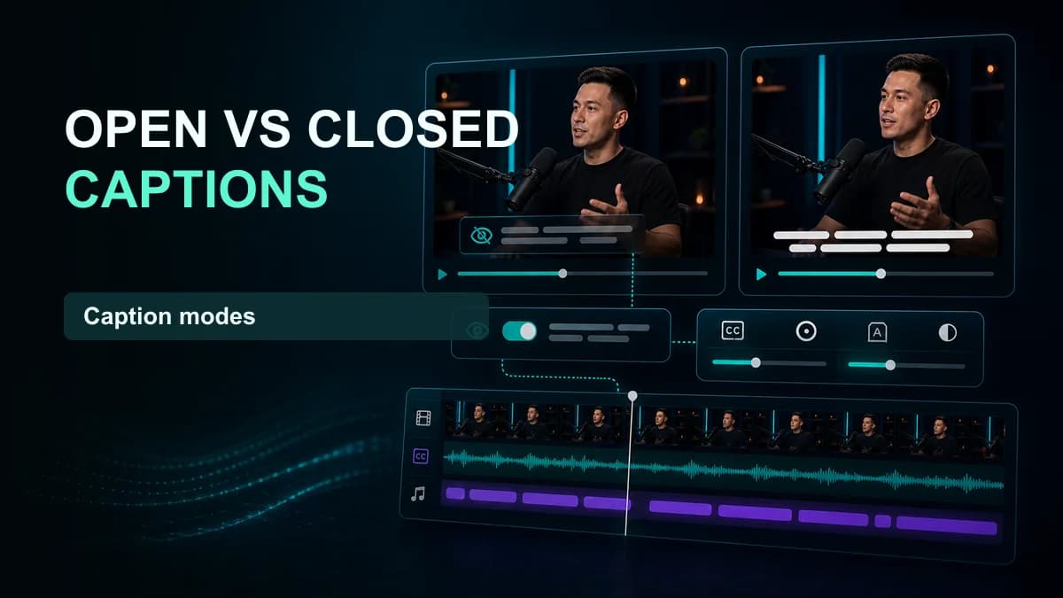 SNAPVID visual for Closed Captions vs Open Captions Explained!